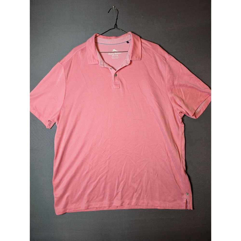 Tommy Bahama Island Zone Polo Shirt Mens 2XL Pink Short Sleeve Cotton Casual